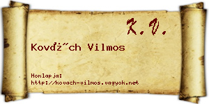 Kovách Vilmos névjegykártya